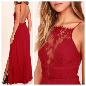 NWT NBD Stephania Red Lace Maxi‎ Dress